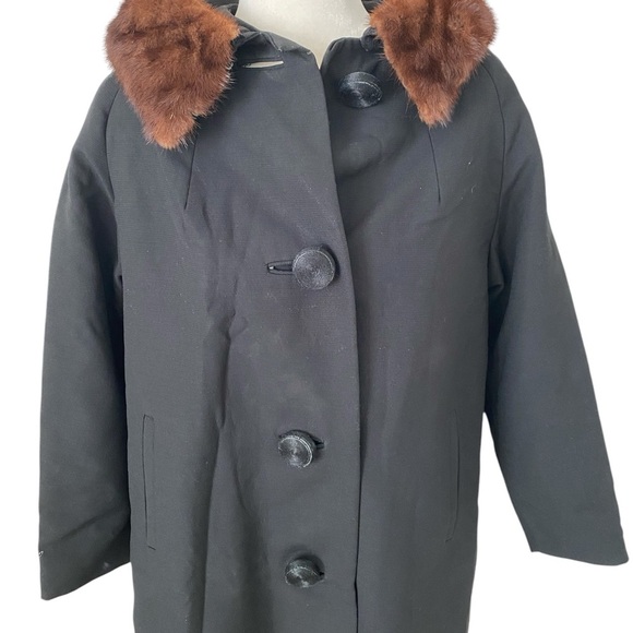 Hockanum Fabrics Steven Vintage 1960s Mink Collar Waterproof Long Coat Jacket M - Picture 6 of 10